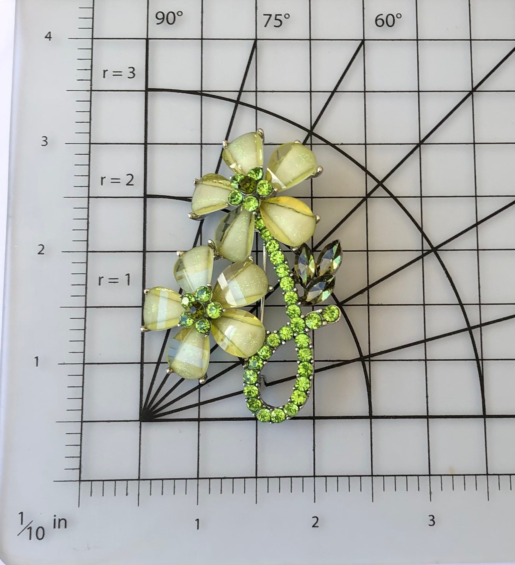 Unique green flower brooch Etsy