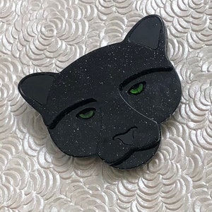 Unique   acrylic  panther vintage style brooch