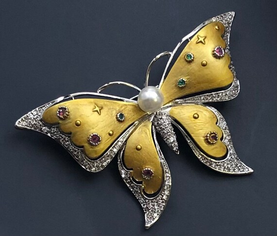 Adorable vintage  style  large butterfly brooch - image 4