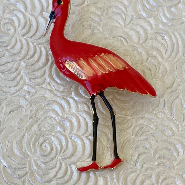 Vintage style stork bird brooch & pendant