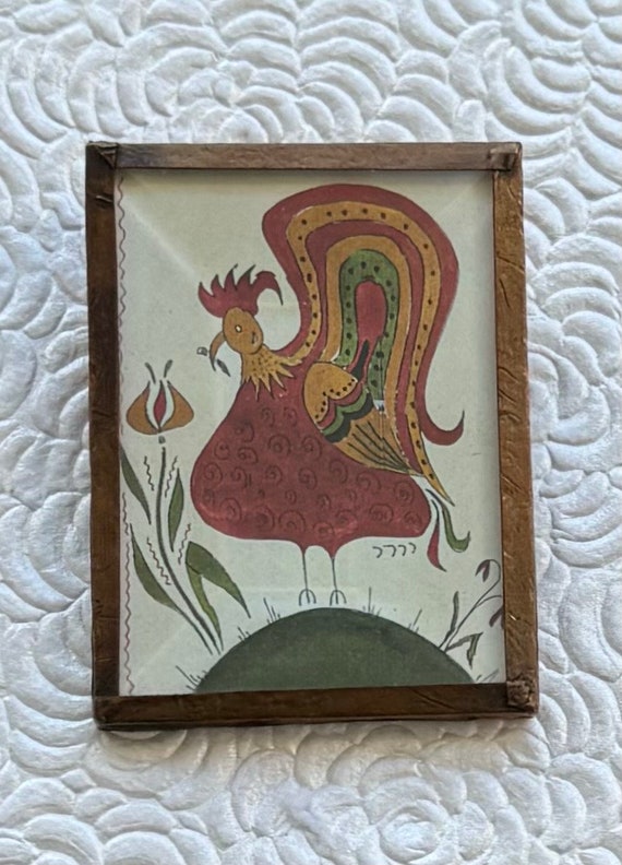 Unique  vintage handcrafted rooster  brooch