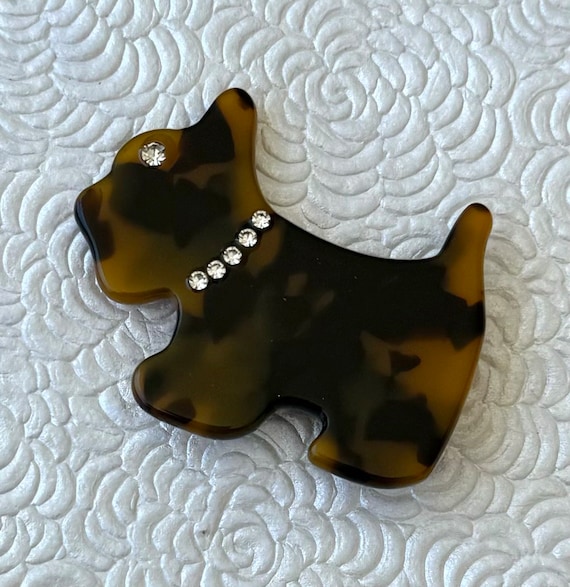 Adorable  scottie dog vintage style brooch - image 1