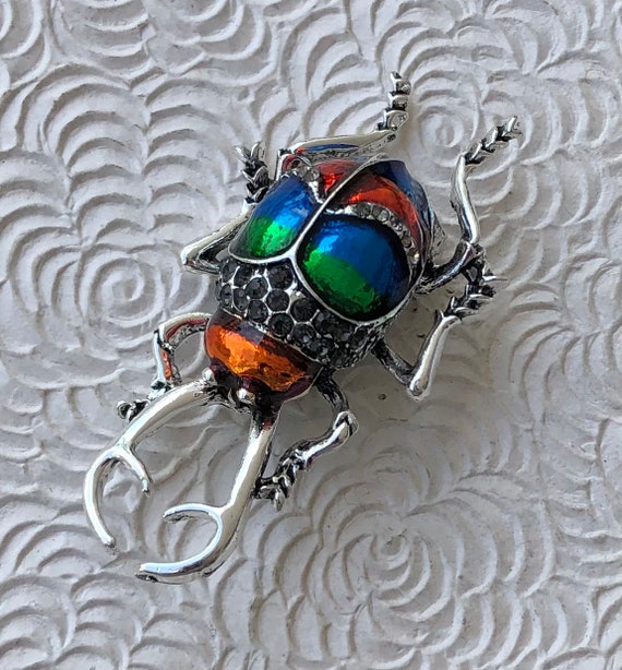 Vintage style insect scarab beetle brooch