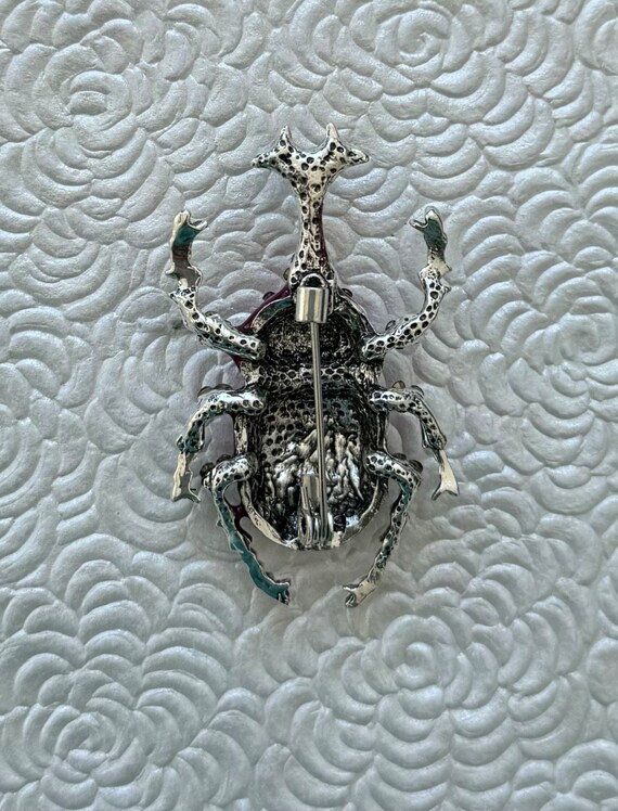 Unique  large insect beetle vintage style brooch - image 4
