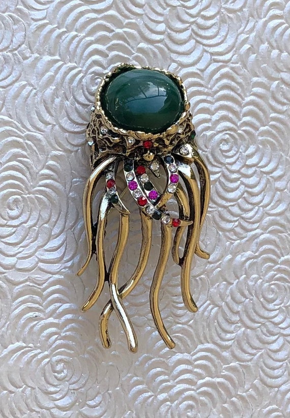 Vintage style oversized jellyfish brooch - image 2