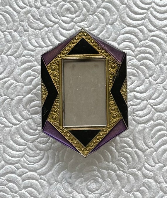 Art Deco Style Enamel Photo Frame Brooch - image 1