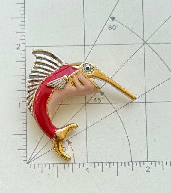 Unique vintage sailfish brooch pin - image 2