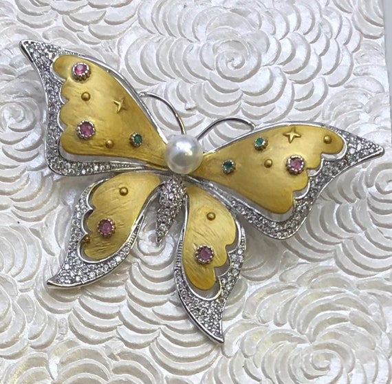 Adorable vintage  style  large butterfly brooch - image 1