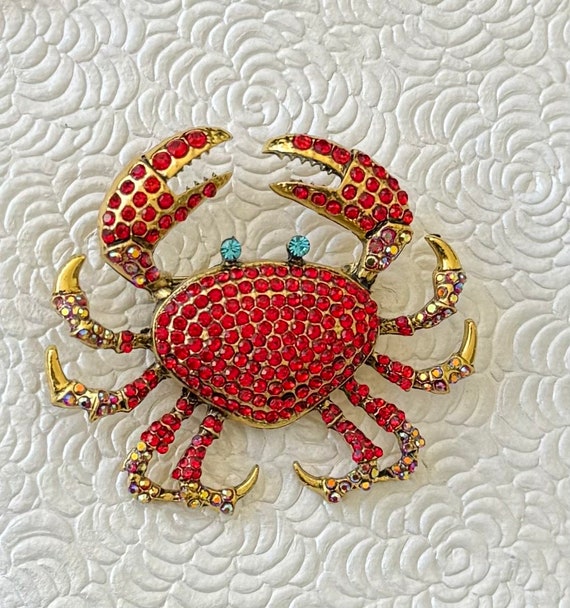 Crab vintage style oversized brooch d - image 2