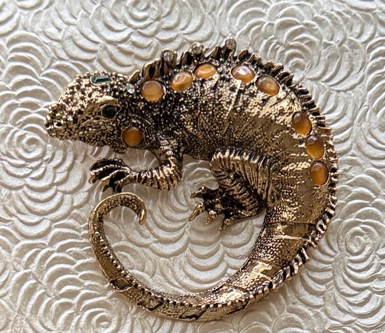 ユニークなヴィンテージスタイルの特大イグアナブローチ - Etsy 日本