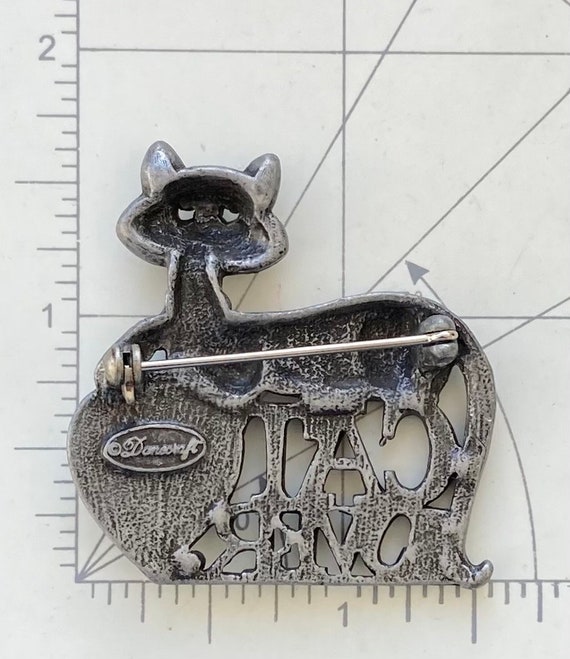 Adorable vintage signed Danecraft Cat  brooch - image 2
