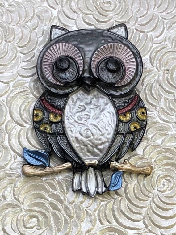 Vintage style artistic Owl on a tree branch large 