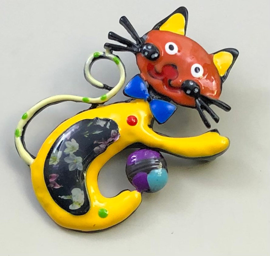 Adorable Vintage Style Cat Large Brooch & Pendant Etsy