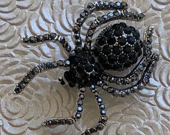 Unique crystal spider vintage style brooch