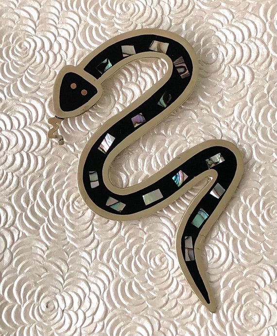 Unique vintage oversized snake snake brooch - image 4