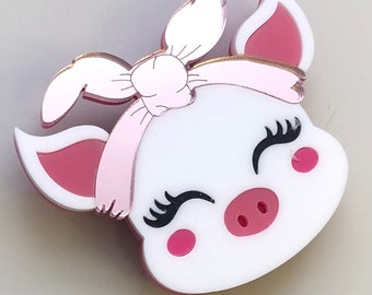W ADORABLE Pink Enamel Piglet Pig Piggy BROOCH Pin Curly Tail Swine W ADORABLE Pink Enamel Piglet Pig Piggy BROOCH Pin Curly Tail Swine