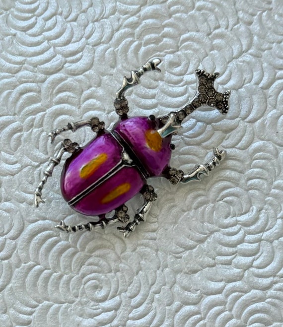 Unique  large insect beetle vintage style brooch - image 1