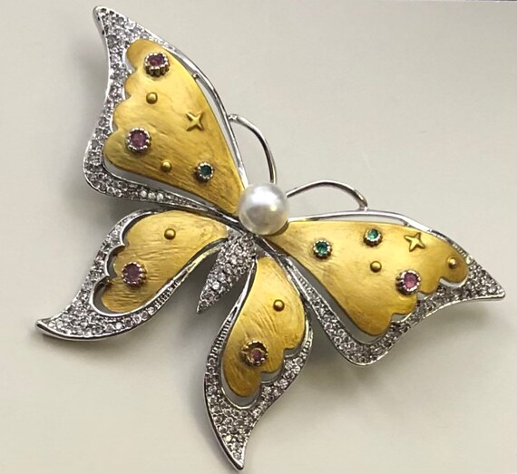 Adorable vintage  style  large butterfly brooch - image 8