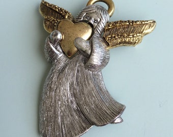 Vintage signed LC LIZ CLAIBORNE Angel pin brooch