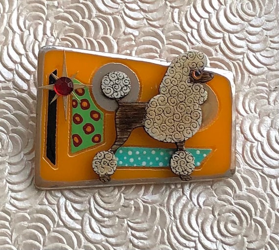 Adorable  large Poodle Brooch - image 1