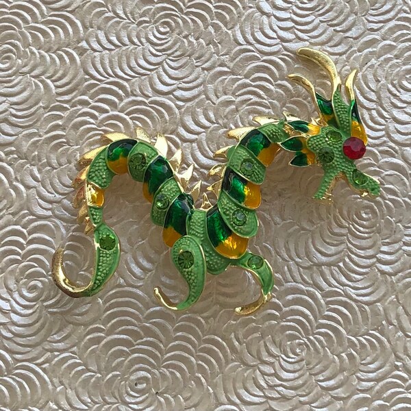 Unique vintage style oversized dragon  brooch