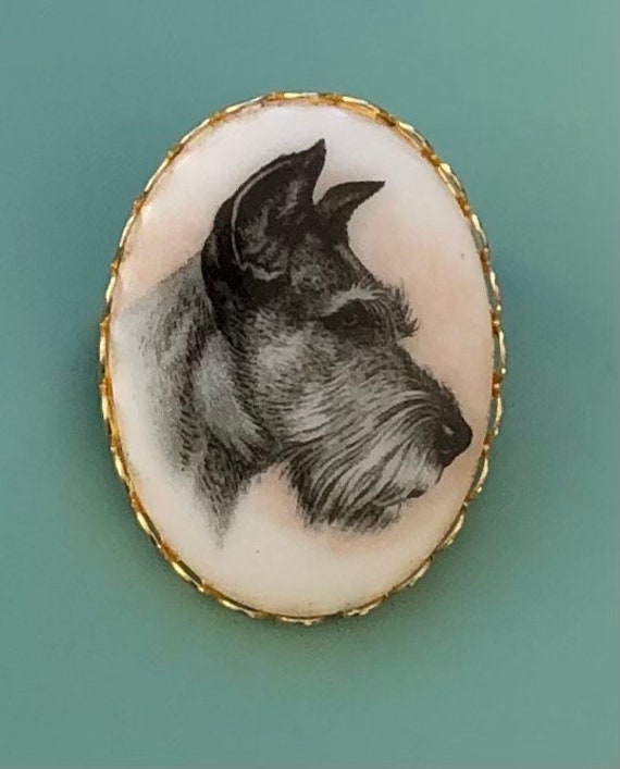 Vintage Scottie Cameo  Brooch - image 1