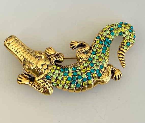 Vintage style alligator brooch - image 1