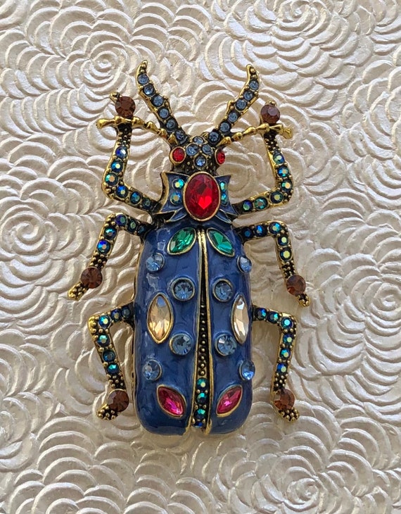Vintage style oversized insect beetle brooch - image 3
