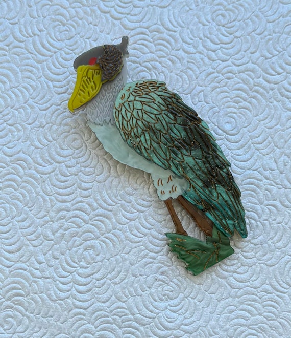 Vintage style shoebill bird brooch pin - image 1