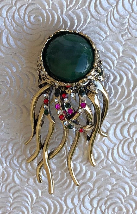 Vintage style oversized jellyfish brooch - image 6