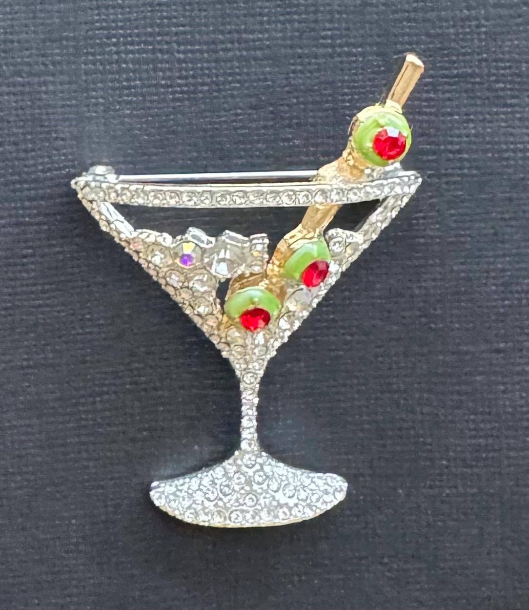 Unique Vintage Style Martini Glass With Olives Brooch - Etsy