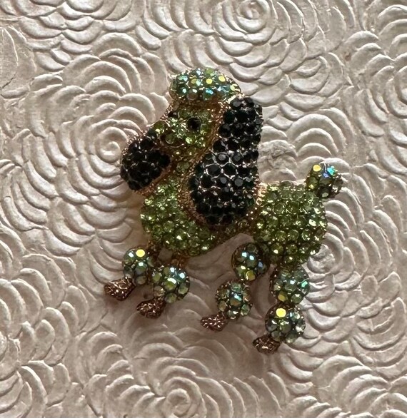 Poodle Dog Brooch Vintage Poodle Pin 18K White And Yellow Gold