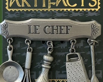 Vintage ondertekende JJ Le Chef Dangle Kitchen Utensils Charms broche pin