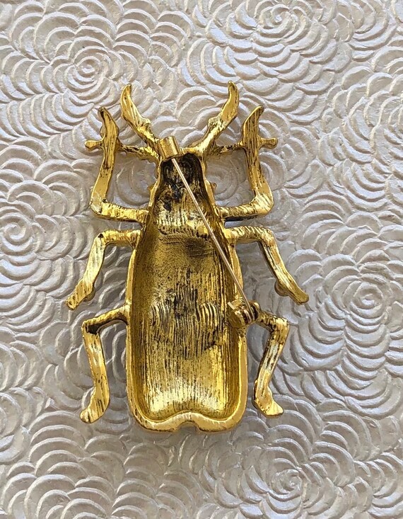 Vintage style oversized insect beetle brooch - image 4