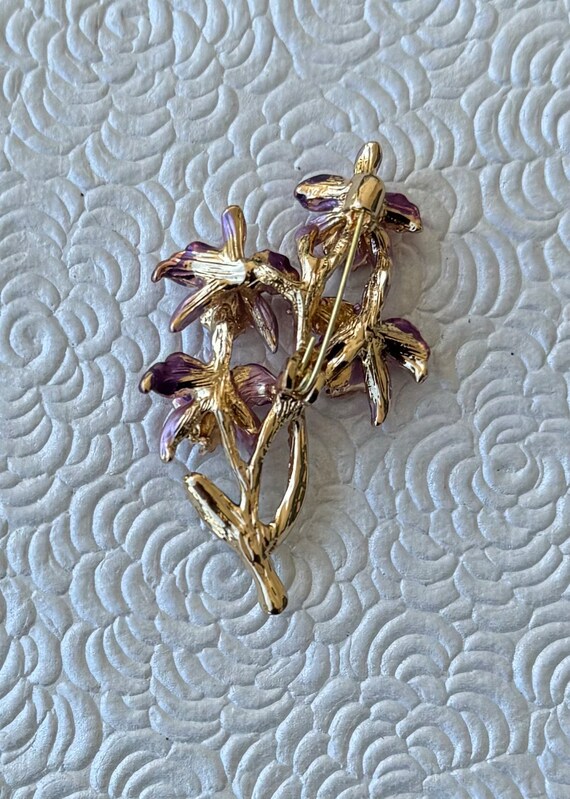 Lovely vintage  style orchid flower brooch & pend… - image 3