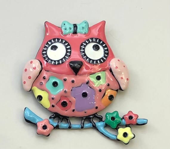 Vintage style artistic Owl on a tree branch large… - image 3