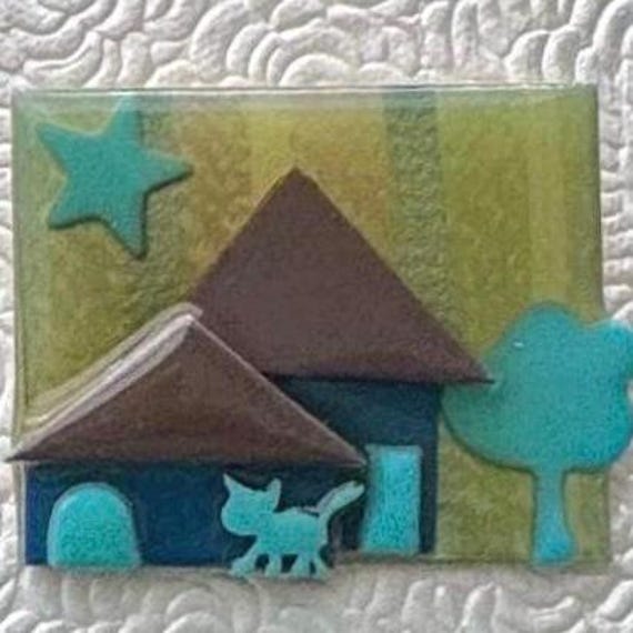 Lovely vintage signed by House by Lucinda house with star & cat brooch