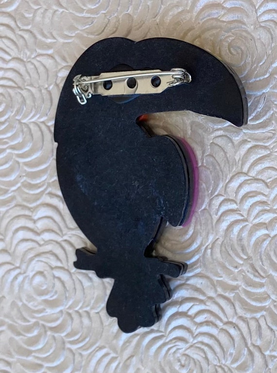 Unique Toucan Bird  large vintage style brooch - image 3