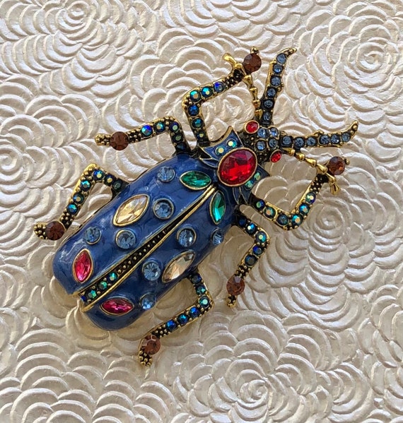 Vintage style oversized insect beetle brooch - image 5