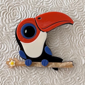 Unique Toucan Bird  large brooch