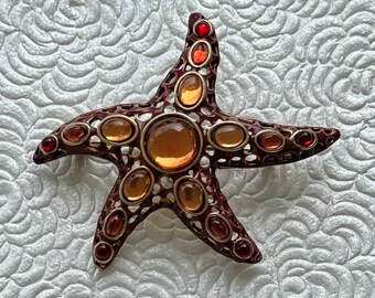 Unique vintage starfish signed Monet brooch