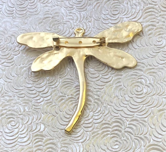 Unique large dragonfly vintage style brooch - image 5