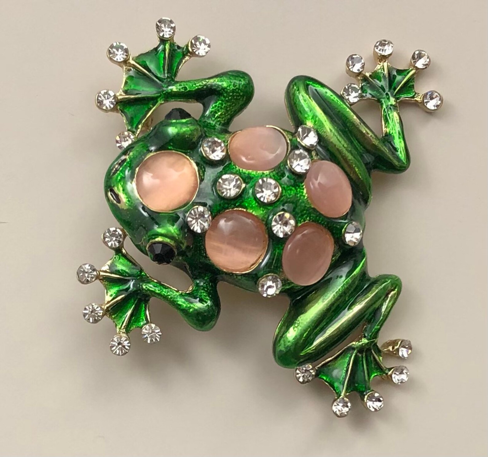 Unique vintage style large frog brooch Etsy