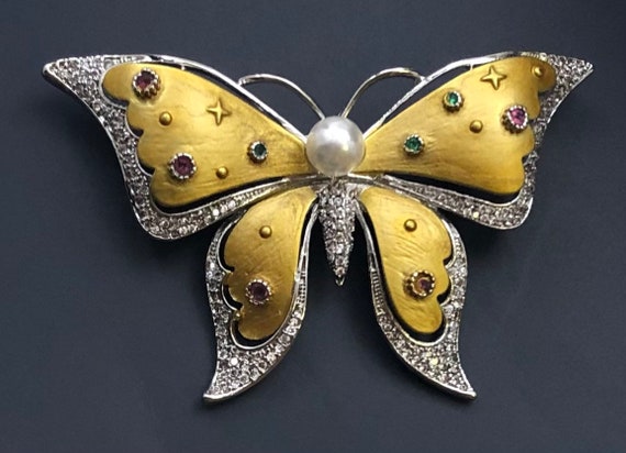 Adorable vintage  style  large butterfly brooch - image 3