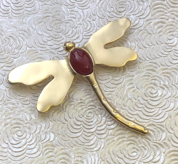 Unique large dragonfly vintage style brooch - image 1