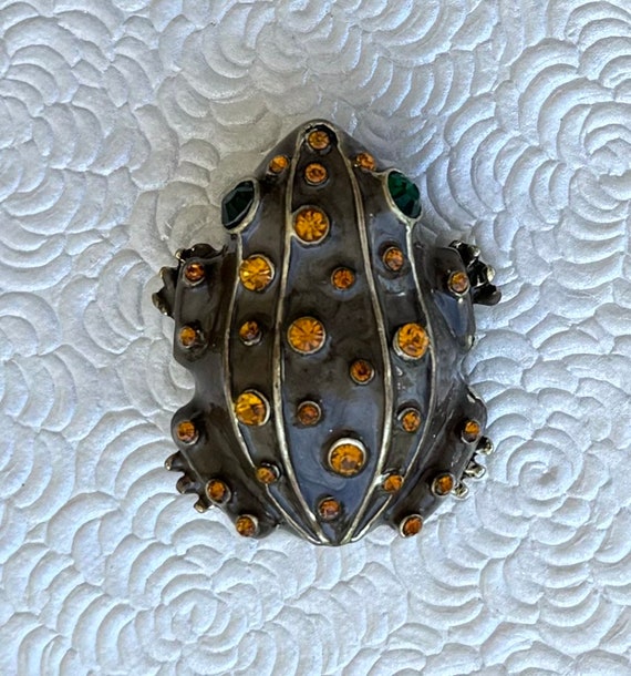 Vintage style large frog brooch pin - image 4