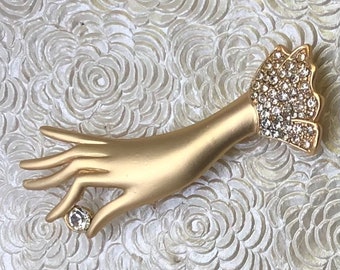 Unique lady hand  large  vintage style brooch