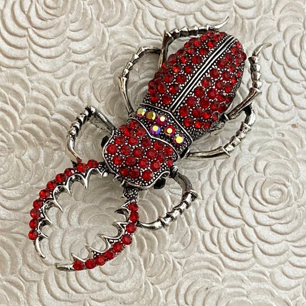 Vintage style oversized beetle scarab brooch