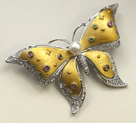 Adorable vintage  style  large butterfly brooch - image 7