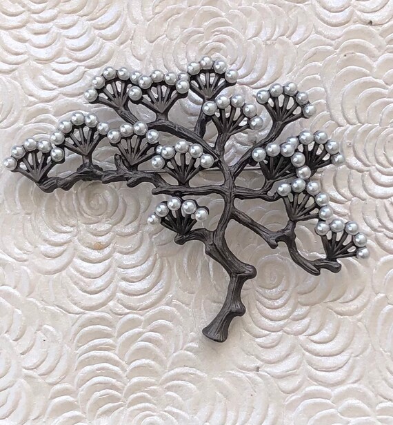 Unique Japanese tree vintage style brooch - image 5